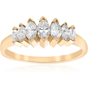 14k Yellow Gold 3/4ct Marquise Diamond Wedding Anniversary Ring Womens Band