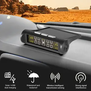 Universal Tire Pressure Monitoring System, External TPMS Sensors with Solar & USB Dual Charging, Compatible with Cars, RVs, Trailers and Trucks, Improve Driving Safety Auto Accessory