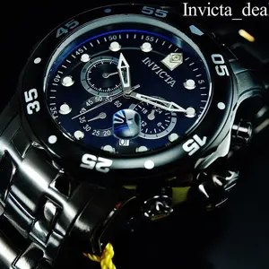 NEW Invicta Men's 48mm Pro Diver SCUBA Chronograph COMBAT Triple Black Stainless Steel Watch