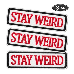 3PCS Stay Weird Hand Embroidered Patch, Iron-On or Sew-On Patch, Decorative Patch