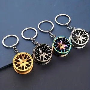 Creative metal keychain turbo shifter hub brake disc shock absorber caliper car keychain pendant