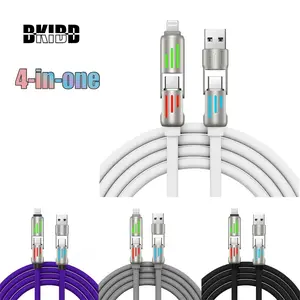 240W 4-in-1 USB-C Multi Charger Cable, PD 5A Fast Charging, Data Sync, USB-A, Type-C, Lightning, Aluminum, Compatible with iPhone 16/15, iPad, Samsung, Laptops