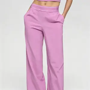 Women's Elastic High-Waisted Wide Leg Pants - American Retro Loose Straight Lightweight Quick-Dry Breathable Casual Everyday Chic Bottoms