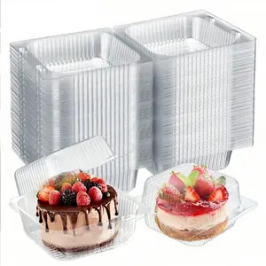 25/50/100pc square transparent cake boxes, thick plastic hinge-type fan-shaped food containers, suitable for Desserts, cheesecakes, egg tarts, mousse, cupcakes, and covered snack packaging boxes