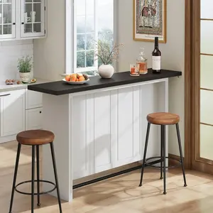 Vividwood 63-Inch Large Bar Table with 3 Storage Shelves, 3-Tier Home Bar Nnit with Foot Rail, Basement Bar with Storage for Kitchen, Dining Room, Living Room