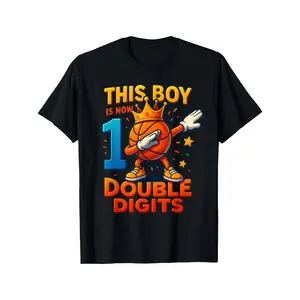 10-year-old Children's Basketball Themed Double-digit Birthday Celebration T-shirt-material, Round-neck and Short-sleeved T-shirt, Suitable for Casual Summer Wear and Back-to-school Season, Is an Excellent Gift for Him. (3-13Y)