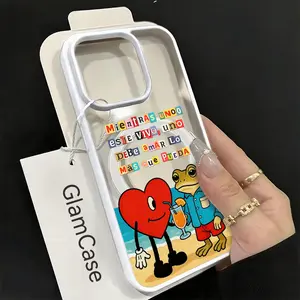 Frog and Heart Life Quote pattern Cartoon phone case, transparent magnetic soft case,for iPhone 17 16 15 14 13 12 11 Plus Pro Max