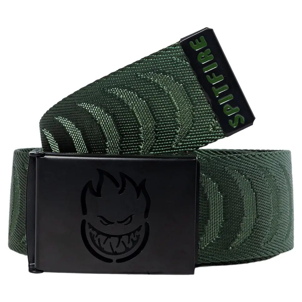 Spitfire Bighead Cutout Jacquard Olive Web Belt