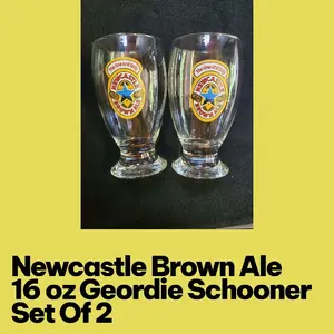 Newcastle Brown Ale Beverage, 16 oz Geordie Schooners, Set of 2