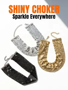 Beach Fashion Nightclub Trendy Metal Sequin Scarf Necklace for Women, Versatile Personality Scarf Accessory, Stylish Evening Wear
