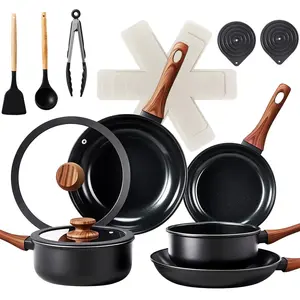 [FLASH SALE] ROVSUN 17 Pcs Nonstick Pots and Pans Set Black
