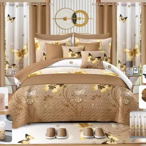 Pieces Luxury Bedspread Set with Matching Curtains & Bathroom Decor – King and Queen Size Bedding Sets, Elegant Quilt Cover, Comforter Set, Window Panels, and Decorative Accessories – Full Bedroom Décor Collection