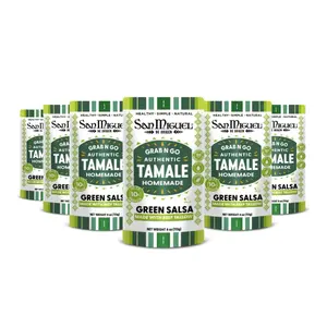 Tamale Green Salsa 6-Pack (4 oz Each) - Garlic-Infused Ready-to-Eat Authentic Mexican Pantry Food, Tomatillo Salsa, San Miguel de Origen Packaged Snack Meal
