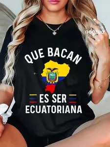 100% Cotton Ecuador Ecuadorian Flag T-Shirt Ecuadorian Woman Women T-Shirt