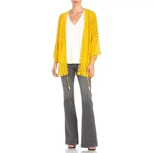 Miss Me Crochet Open Front Cardigan in Yellow MJ0114L