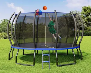 Amerlife Outdoor Fitness Trampoline - Home Workout Equipment with Enclosure Net, Ladder, Quick-Connect Frame, ASTM Approval, Ideal Gift for Kids & Family, Bouncing Fitness Trampoline