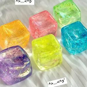 4-Piece Ocean & Ice Cube Squishy Toys Set - Soft Slow-Rising Sensory Stress Relief Toys, Stretchable Squeeze Fidget Balls for Kids & Adults