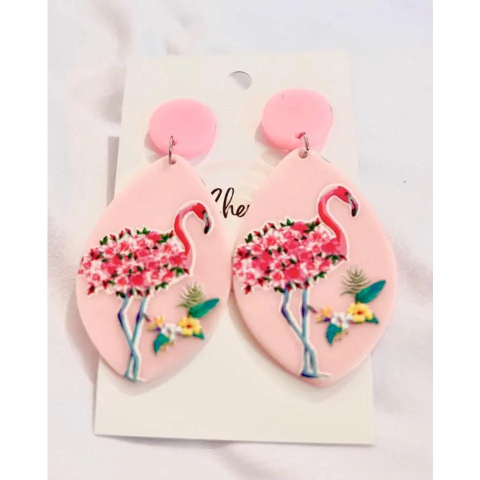 Floral Flamingo Earrings