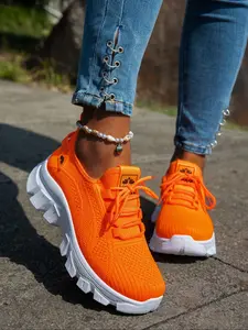 Women's Casual Sporty Sneakers, Lightweight Knit Design, Comfortable Breathable Low Top Running Shoes, Perfect for Daily Wear & Vacation, Athletic Running Shoes, Knitted Running Shoes