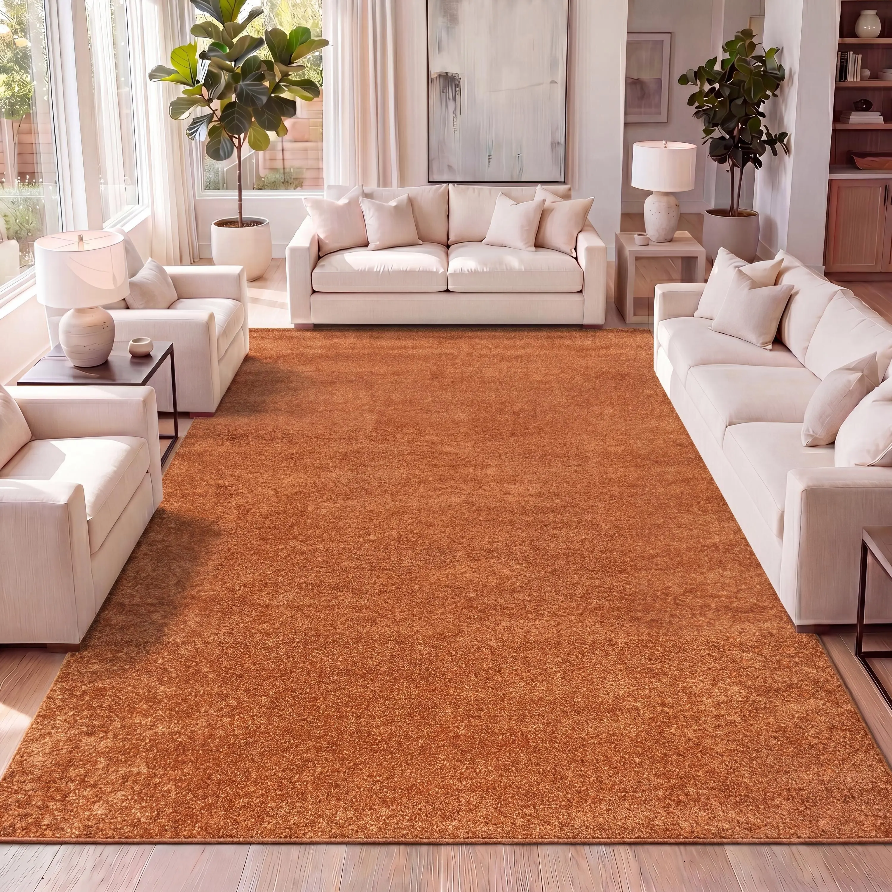 JONATHAN Y Haze Contemporary Solid Low-Pile Orange Indoor Area Rug - Durable, Modern, Mid-Century Modern House Decor Rug for Living Room Decor, Bedroom, Durable Area Rugs