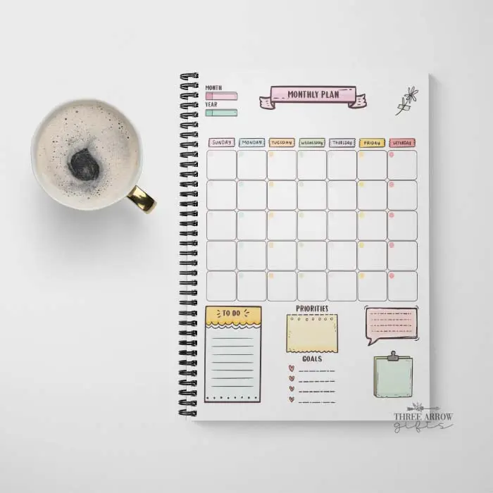 12 Month Undated Spiral Bound Bullet Journal Yearly Planner with To Do List, Goals, 8.5x11, Calendars, Planners & Personal Organisers