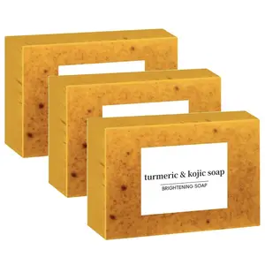 Turmeric & Kojic Brightening Soap, Moisture Cold Pressed Soap for Face & Body, Moisturizing Body Wash & Soap for Women & Men Cleansing, Hydrating Acne Dark Spot Remover Skin Care, Turmeric Brightening Bar, Kojic Acid Soap