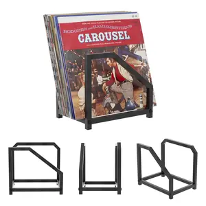 Durable Iron Vinyl Record Rack Desktop Display Stand LP Holder Home Office Storage Bracket Vinyl Shelf Album Organizer for LP Record Display