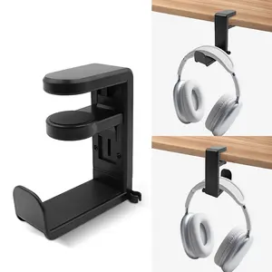 Under Desk Headphone Stand No Drill 360 Degree Rotating Hook Space Saving Storage Rack for Gaming and Office Headphone Hanger