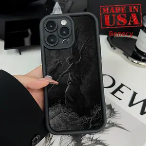 Phone Case for iPhone 15 16 14 Pro Max 13 12 11 XR XS Plus E  Fallen Angel Pattern Shockproof Silicone TPU Bumper Drop Protection Cover Smartphone Casing