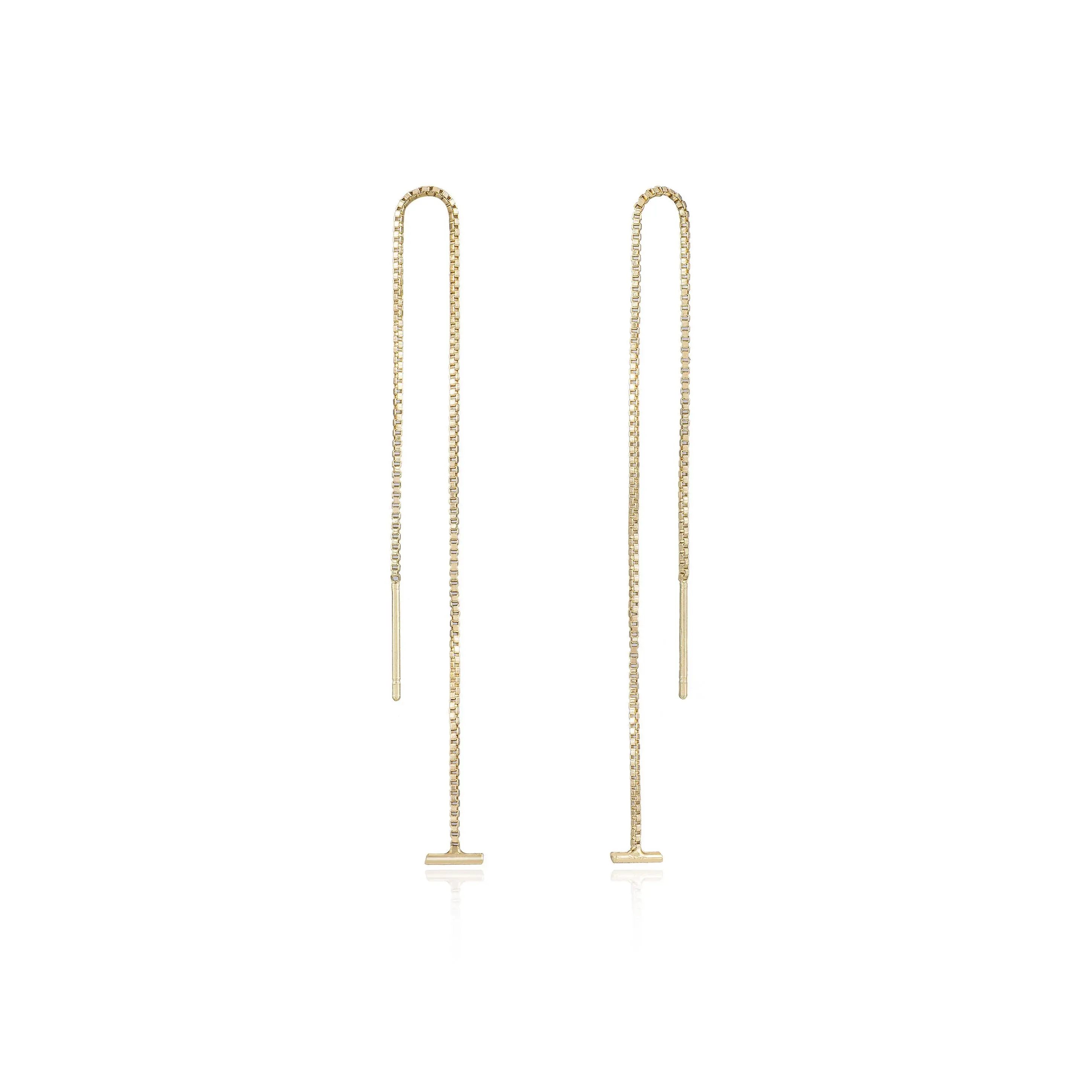 Ettika 18k Gold Plated Single Chain Threader Earrings - 3.75 Inch Length, Threader Closure, Luxurious & Elegant Design