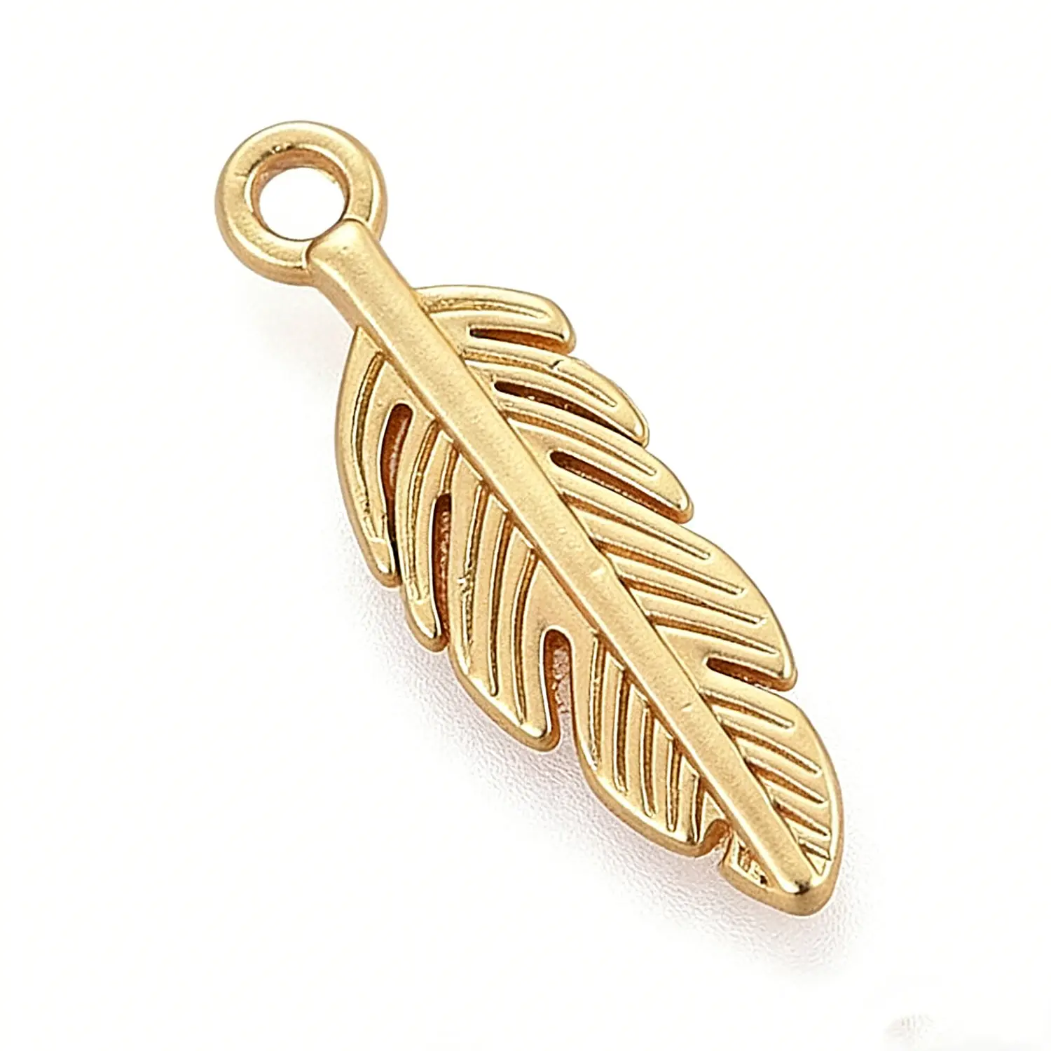 Gold-Colored Feather Charm Accessory - Jewelry Accessory for Hanging on Necklaces or Bracelets