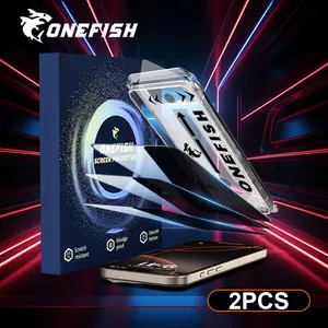 [2 Pack] One Fish Screen Protector,for Samsung, iPhone17/16/15/14/13/12/11,Series-Clear & Privacy Protection, Fingerprint Resistant, Dust-Free,Bubble-Free,fall protection reinforced glass, Installation Cover.