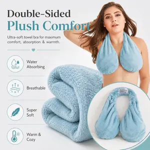 1Pc Women Breathable Absorbent Bust Wrap Towel, Cozy Neck-Hanging Leisure Bra, Multi-scene Garment for Beach Activities, Sports, Showering, Breast Feeding & Daily Casual Outfit