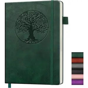 Lined Journal Notebook, A5 Leather  Journals for Writing, 256 Pages College Ruled Notepad for Women Men, Vegan Leather Daily Notebook for Work, School, Travel, Note Taking(Tree of Life, Green)