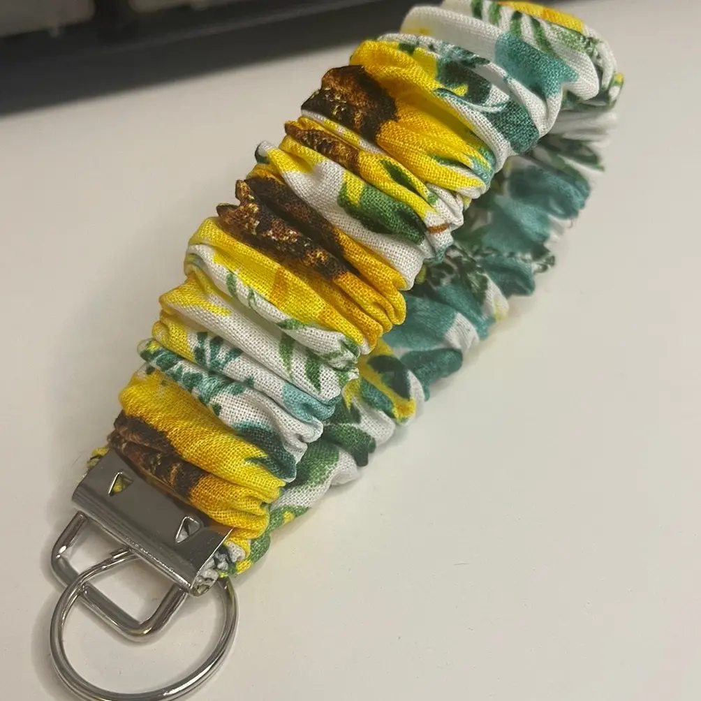 Sunflower Scrunchie Wristlet KeyChain