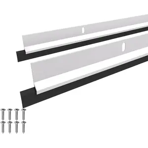 Door Threshold Sweeper for Interior & Exterior Door Bottom, Aluminum & Vinyl Weatherproof Door Sweep Stripping, Dust Bug Storm Proof, 36in White 2Pack