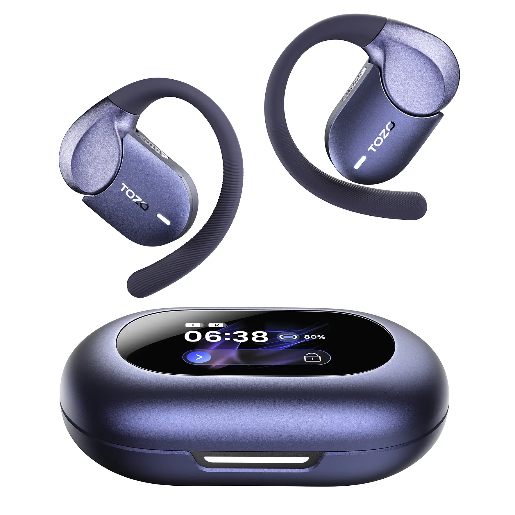 TOZO Open X2 Pro Open Ear Earbuds, AI Smart Wireless Ear Buds with Assistant, Motion/Voice Control, 36H Play Bluetooth 6.0 Headphones with LCD Screen, Dual-Axis Adjustment, Exceptional Sound