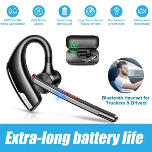 M51 New bee Bluetooth Trucker Headset, Wireless Bluetooth Earpiece for Cellphone with 500mah Charging Case 80h Playtime V5.2 Dual Mic Noise Cancelling Hands-Free Earphones for Office Driver Audio Headphones Earbud Electronic Chargeable