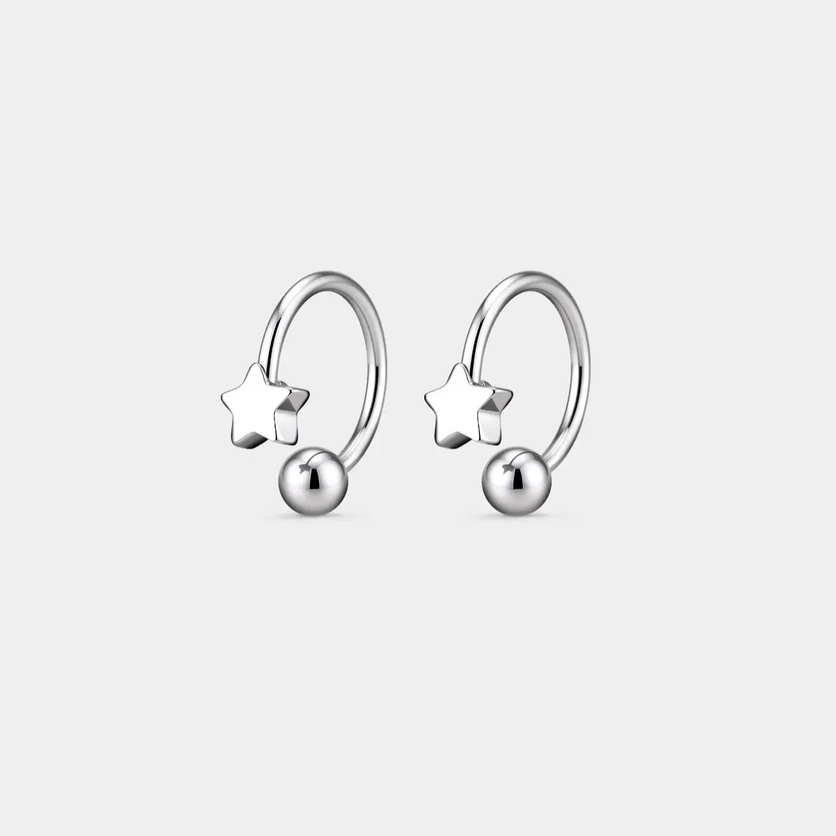 OUFER BODY JEWELRY 16G Star Snakebite Piercings, 2-Piece Lip Ring Set Crafted from 316L Stainless Steel, Snakebite Piercing Jewelry, Industrial Piercing Jewelry, Elegance To Any Piercing