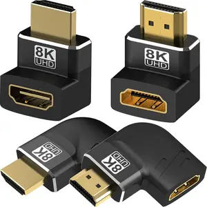 4 Pack 8K HDMI 2.1 Male to Female Adapter Connector Up Down Left Right Angle 90 270 Degree Gold Plated Support 8K@60Hz,4K@120Hz,HDR,eARC for PC Laptop HDTV Switch PS4 PS5