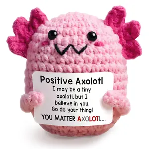 Unique Handmade Axolotl Plush Emotional Support Stuffed Animal Cute Crochet Salamander Toy Soft Cotton Yarn Anxiety Relief Desk Decor Birthday Gifts For Women Men Teacher Appreciation Small Portable Ornament Bag Charm For All Occasions