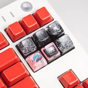 ULTRAEQUIP Artisan Keycaps Epoxy Resin Handmade Black Samurai Dojo Esc Key 1U MX Switch Compatible Mechanical Keyboard Famous Landscape Series