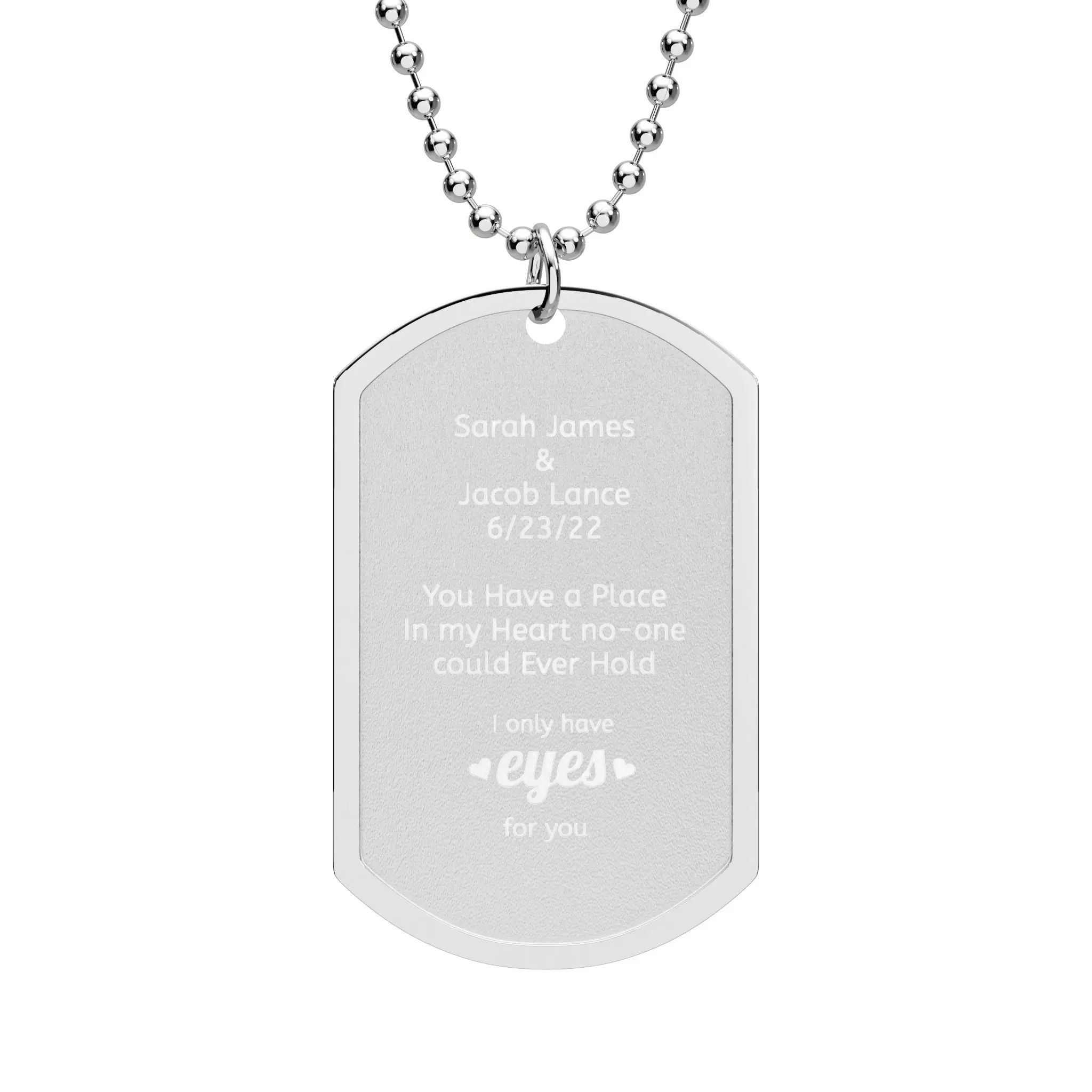 Engraved Military Dog Tag with Chain | Personalized ID Necklace
