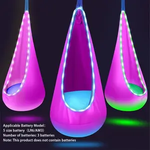 Led Light Hammock(Batteries Not Included), 1 Count Inflatable Hammock with Inflatable Cushion, Outdoor Camping Hanging Chair, Portable Hanging Bed for Indoor & Outdoor, Portable Travel Hammock, Portable Swing Hammock