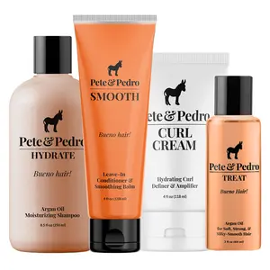 The Curly Hair Essentials Kit – Hydrate Argan Oil Shampoo, Leave-In Conditioner, Curl Cream & Argan Oil Treatment | Deep Hydration, Curl Definition, Frizz Control, Softness, Shine, Elasticity | For Curly, Wavy, Frizzy, Dry Hair | Men’s Curl Care System