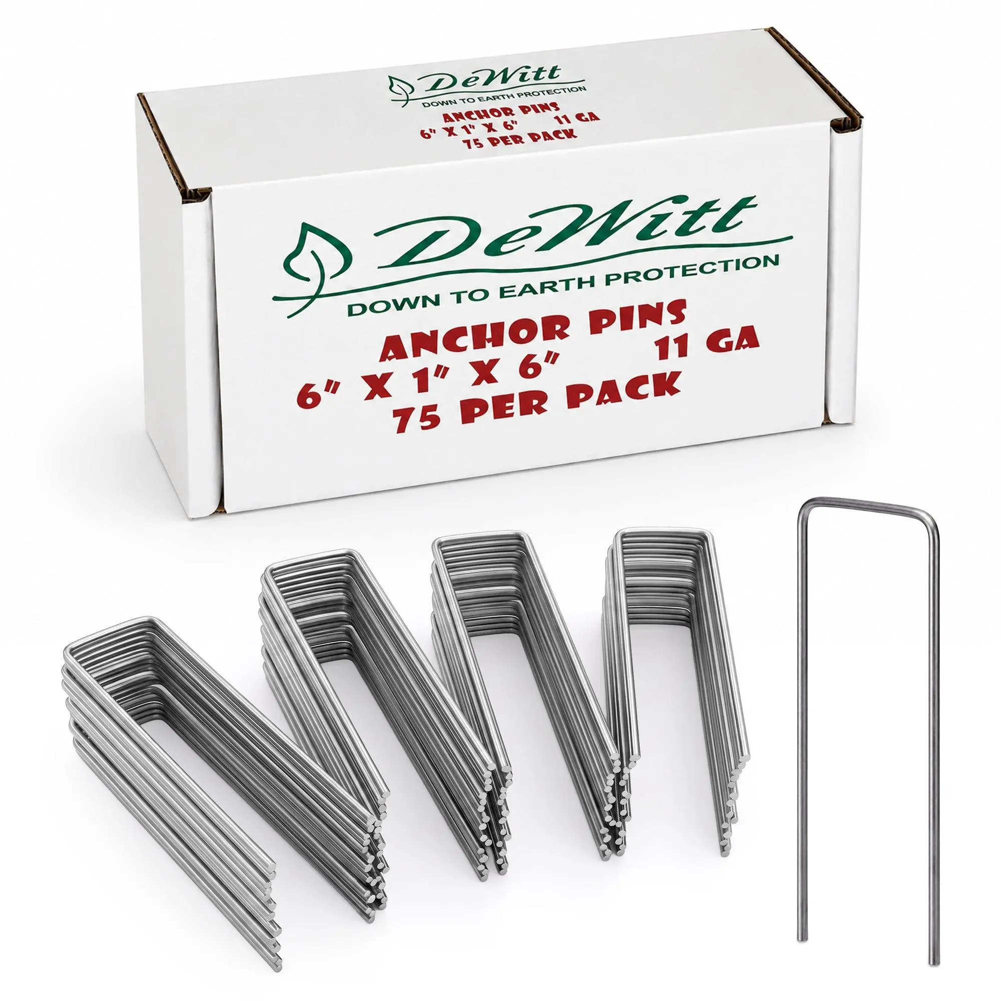 DeWitt 6 Inch U-Shaped Steel Anchoring Pins for Garden & Landscaping, 75 Count DeWitt 6 Inch U-Shaped Steel Anchoring Pins for Garden & Landscaping, 75 Count