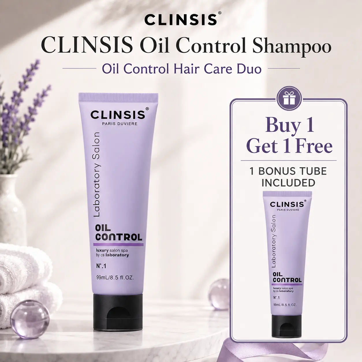 Oil Control Shampoo for Oily Scalp & Greasy Roots, Daily Refreshing & Cleansing Lightweight Hair Care, 2-Pack, 99 mL Each
