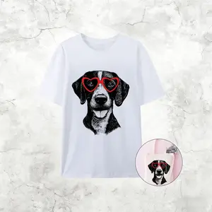 (T-shirt + Bag) Unisex Light Grey "Dogs With Glasses", Comfortable Fittable Graphic Tops For Pet Lovers, Casual Outfits Women, Soft for Everyday Wear