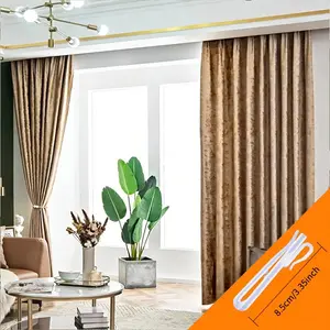 Luxury Gold Embroidered Velvet Curtains, High Light Blocking Jacquard Drapes, Modern Living Room Bedroom Curtains, Multiple Colors Available