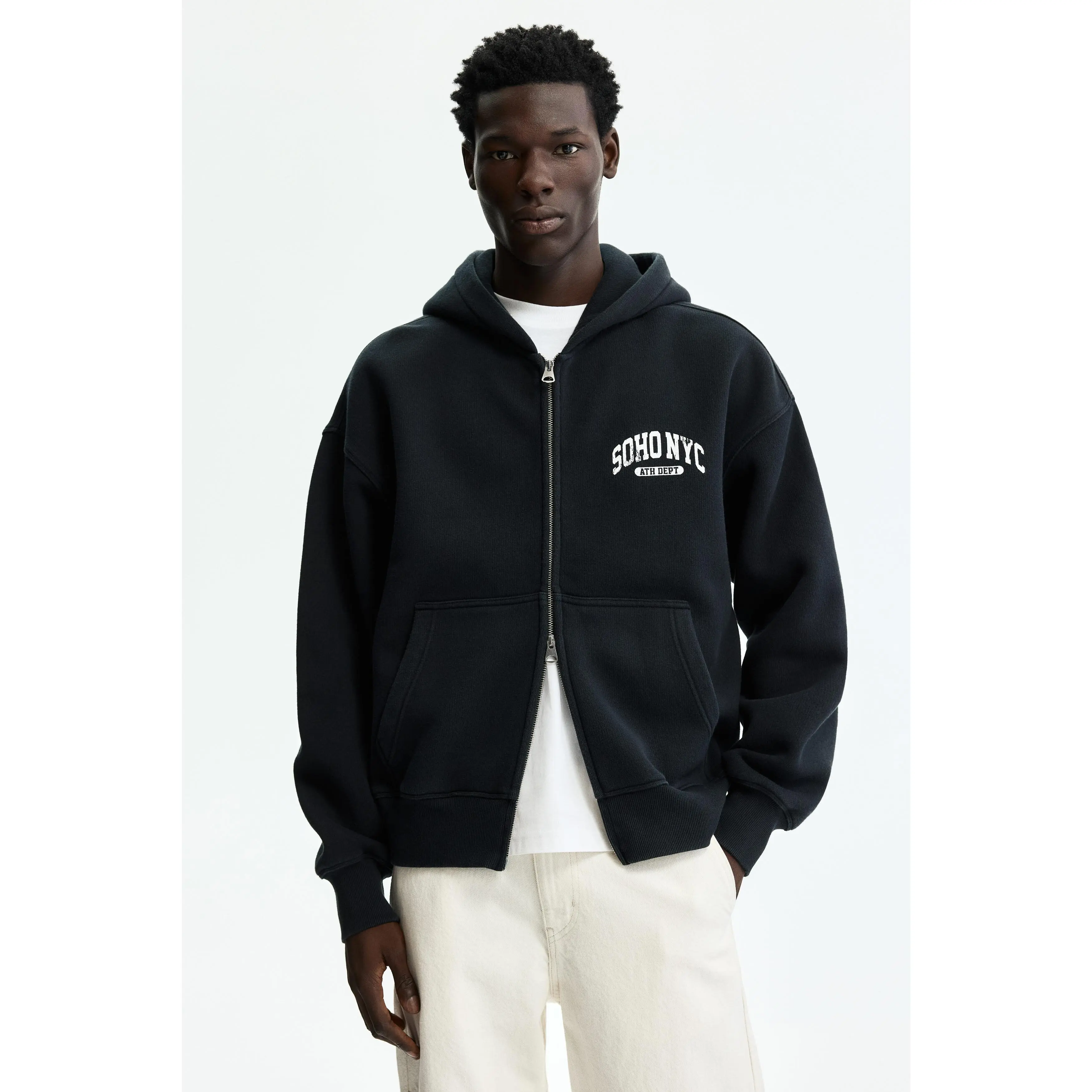 H&M Oversized Fit Printed zip-through hoodie